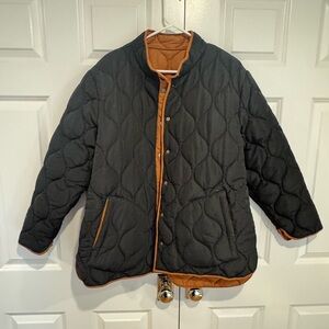 Summersalt Black and Orange Quilted Puffer Jacket
